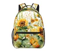Anceky Zaino per laptop da 15,6 pollici, con motivo a gufi carini, per donne e uomini, stile casual, con girasole e mais