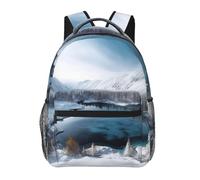 Anceky Zaino per laptop da 15,6 pollici, con motivo a montagne invernali e scena innevata, per donne e uomini, stile casual, da portare con sé, sulle onde del mare.