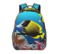 Anceky Zaino per laptop da 15,6 pollici, modello Tropical Fish, da donna e da uomo, casual, con motivo a rose blu.