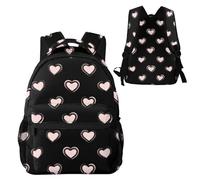 Anceky Zaino per laptop da pendolare con cuore Love Heart, grigio scuro e rosa, leggero e resistente all'acqua.