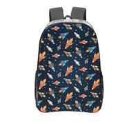 Anceky Zaino trasparente con astronavi colorate e stelle, in PVC trasparente, da 16 pollici, per viaggi, sport all'aria aperta, borse casual per lavoro e campeggio.