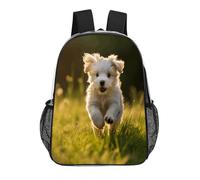 Anceky Zaino trasparente con stampa di un cucciolo che attraversa l'erba, zaino grande trasparente con spallacci regolabili, viaggi e sport.