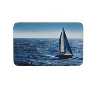 Anceky Zerbino Barca a Vela Blu Antiscivolo per Interni ed Esterni, Tappetino di Benvenuto per Ingresso Portico Veranda Lavanderia Bagno, 20x31,5 Pollici