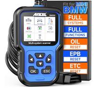 ANCEL BM500 OBD2 Scanner adatto per BMW Mini- Strumento diagnostico per auto con registrazione della batteria, CBS, EPB, ETC, BMS, PCM, ripristino olio, motore, ABS, SRS, ESP, SAS, TCM, sistemi 4WD
