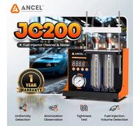 ANCEL JC200 Macchina per la pulizia dell'ugello di spruzzo di carburante Pulitore per iniettori per auto a 2 cilindri 12V Strumenti per tester per iniettori di carburante per auto moto