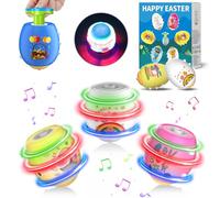 Ancesfun Giocattoli con Trottole Che Si Illuminano, 6 Pezzi di Trottole Lampeggianti con Musica e Luci LED, Kit di Riempimento per Caccia alle Uova di Pasqua da 6 Pezzi, Regali per Bambini