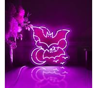 Ancfun Scatola luminosa a LED a forma di pipistrello, decorazione artistica da parete per Halloween, cartello luminoso personalizzato, decorazioni per scrivania, decorazione per camera da letto