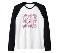 Anche alle Ragazze piacciono i Dinosauri Pink Bow T-Rex Dino Lover Coquette Maglia con Maniche Raglan
