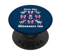 Anche alle ragazze piacciono i dinosauri Pink Bow T-Rex Dino Lover Coquette PopSockets PopGrip Adesivo