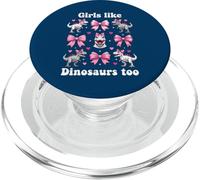 Anche alle ragazze piacciono i dinosauri Pink Bow T-Rex Dino Lover Coquette PopSockets PopGrip per MagSafe
