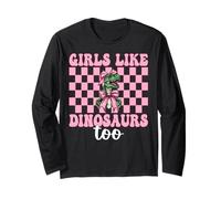 Anche alle Ragazze piacciono i Dinosauri Trex Tyrannosaurus Rex Coquette Bow Maglia a Manica