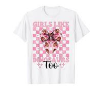 Anche alle Ragazze piacciono i Dinosauri Trex Tyrannosaurus Rex Coquette Bow Maglietta