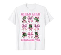 Anche alle Ragazze piacciono i Dinosauri Trex Tyrannosaurus Rex Coquette Bow Maglietta