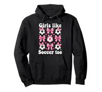 Anche alle Ragazze Piace Il Calcio Pink Bow Felpa con Cappuccio