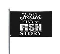 Anche Gesù aveva una storia di pesce Bandiera decorativa per esterni premium 9,1 x 1,5 m - Colori vivaci, antivento e resistente all'acqua - Ideale per giardino ed eventi
