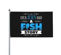 Anche Gesù aveva una storia di pesci per Christian Fisher Bandiera decorativa per esterni premium 0,9x1,5 m - Colori vivaci, antivento e resistente all'acqua - Ideale per giardino ed eventi