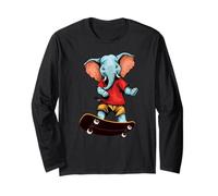 Anche Gli Elefanti Carini Amano Lo Skateboard Maglia a Manica