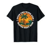 Anche il vento e le onde Beach Palm Surf Bibbia Verse Maglietta