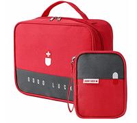 ANCHHE 2 pezzi Mini Kit di Pronto Soccorso Portatile, Kit di Primo Soccorso Vuota Pacchetto di Medicina per Casa in nylon per le emergenze a casa, in ufficio, in escursionismo (rosso)