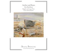 Anchor and Boats Cross Stitch Pattern - Eric Ravilious: Regular and Large Print Cross Stitch Pattern