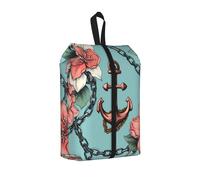 Anchor - Borsa per scarpe da viaggio con motivo floreale nautico, resistente all'acqua, con manico con cerniera, custodia leggera per valigia e palestra, si ripiega piatta per l'imballaggio, Ancora