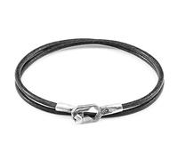ANCHOR & CREW Bracciale Tenby d'Argento e Pelle Rotondo Grigia Ombra - Uomo - 19cm