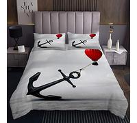 Anchor Decor - Copriletto trapuntato 3D con ancora trapuntato, per bambini, ragazzi, ragazze, adulti, stile chic, tema oceano, per surf, collezione camera da letto, 3 pezzi240x220cm