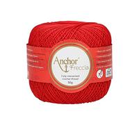Anchor Freccia - Gomitolo di Filo da Uncinetto, 100% Cotone, Spessore 12 00046 Rosso.