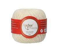 Anchor Freccia - Gomitolo di Filo da Uncinetto, 100% Cotone, Spessore 12, Cotone, 06650 Bianco., Bianco