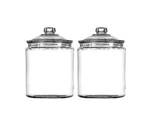 Anchor Hocking Heritage Hill - Barattolo di Vetro con Coperchio, Trasparente, Set di 2
