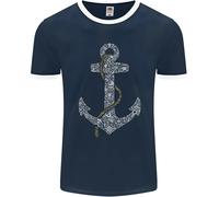 Anchor Sailor Captain Ship Uomo T-Shirt Ringer Fruit of the Loom
