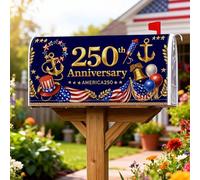 Anchors - Coperture magnetiche per cassetta postale, motivo natalizio patriottico con campane di fuochi d'artificio, anniversario, colore blu navy, decorazione da giardino per esterni, 53 x 64 cm