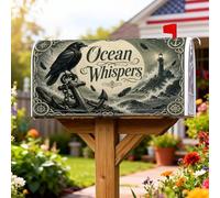 Anchors Coperture magnetiche per cassette postali, copertura per cassetta postale stagionale con faro di corvo vintage nautico per decorazione del prato, 53 x 64 cm