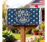 Anchors Coperture magnetiche per cassette postali, nautiche rustiche a vela remi, estate blu navy, decorazione per portico anteriore, 53 x 64 cm