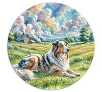 Ancient British Sheepdog Rundes 1000 Puzzle Animals Rundes Puzzle Familienpuzzle Schwieriges Großes Puzzle Pädagogisches Für Erwachsene Kreative 1000pcs (67.5x67.5cm)