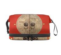 Ancient Door - Trousse per cosmetici a doppio strato, per donne e ragazze, borsa da viaggio per trucchi e trucchi, pratica borsa organizer con scomparto per pennelli, Multi, 27x15x14 cm/10.6x5.9x5.5