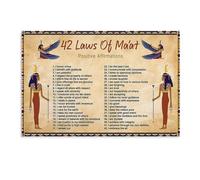 Ancient Egypt 42 Maat Laws Inspirational Quote Poster, Canvas Wall Art Print for Study Room Home and Office Decor(Unframed,12x18inch(30x45cm))