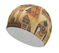 Ancient Egypt Tribe Series Cuffia da nuoto per adulti, cuffia da nuoto in tessuto elastico, comoda cuffia da bagno per capelli lunghi e corti