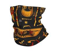 Ancient Egyptian Pharaoh Hieroglyphs Birds Gold Black Donna Uomo Scaldacollo Protezione Solare Sciarpa Tubolare Antivento Fascia Collo per Moto Bici Trekking Passeggiata