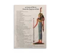 Ancient Egyptian Principles Poster 42 Laws Of Maat Wall Art For Wisdom Decor In Library Or Study Room(Unframed,16x24inch(40x60cm))