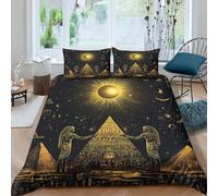 Ancient EgyptSet Di Copripiumino microfibra morbida 3 pezzi motivo 3D con cerniera Mythical Art Style copripiumino incluso federe aiosa ultra morbido e traspirante for bambini King（220x240cm）