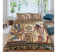 Ancient EgyptSet Di Copripiumino morbida microfibra Set di 3 Pezzi stampa 3D con cerniera Hieroglyphic art style copripiumino con federe traspirante ultra morbido for ragazze Single（135x200cm）