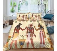 Ancient EgyptSet Di Copripiumino morbida Set di 3 Pezzi stampa 3D con cerniera Art style hieroglyphic copripiumino con federa traspirante ultra morbido e traspirante for bambini Single（140x200cm）