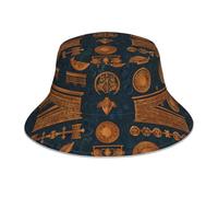 Ancient Elements - Cappello da pescatore stampato su entrambi i lati, unisex, per attività all'aperto, alpinismo, sole, pieghevole, da viaggio, spiaggia, pesca, nero