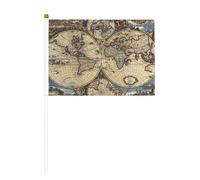 Ancient Map World Globe - Confezione da 6 e 10 bandiere sventolanti a mano, bandiera su bastone, per sfilate, feste, bar, compleanni
