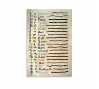 Ancient Ogham Alphabet Educational Poster, Celtic Script Canvas Wall Art Print, Druid Study or Medieval Theme Living Room Decor(Framed,08x12inch(20x30cm))