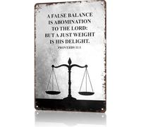 Ancient Proverb Justice Theme Tin Sign for Pastor Teacher Desk 12x8 Inch