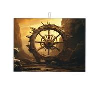 Ancient Roulette - Tappetino scolapiatti in microfibra, di grandi dimensioni, 45,7 x 61 cm, tappetino scolapiatti da cucina (nero/rosso/blu)