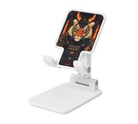 Ancient Samurai Tiger Armor Plating Pieghevole Supporto per telefono cellulare ad angolo regolabile Altezza Desktop Portatile Cellulare Culla Compatibile con tutti gli Smartphone Bianco Stile