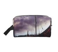 Ancient Times Borsa per il trucco stampata a forma di barca, borsa da viaggio portatile per cosmetici di grande capacità, organizer per articoli da toeletta per donne